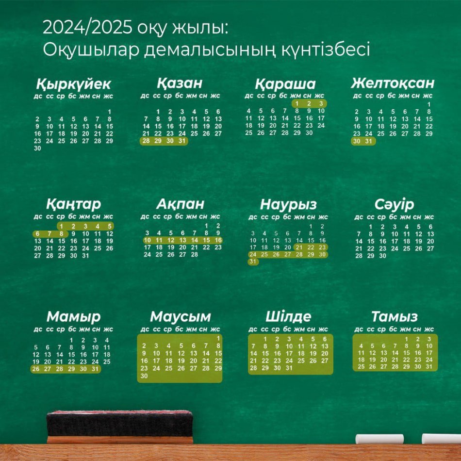 Оқу-ағарту министрлігі орта білім беру ұйымдарында 2024-2025 оқу жылының басталу мерзімін, ұзақтығын және каникул кезеңдерін бекітті. 